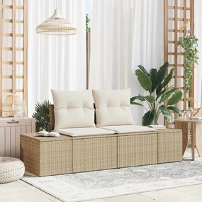 vidaXL Καναπές Κήπου με μαξιλάρι Μπεζ 123 x 62 x 69εκ συνθετικό ρατάν