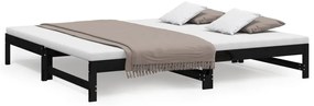 vidaXL Καναπές Κρεβάτι Συρόμενος Μαύρος 2x(100x200)εκ. από Μασίφ Πεύκο