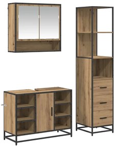 vidaXL Σετ Επίπλων Μπάνιου 3 pcs Artisan Oak Επεξεργασμένο ξύλο