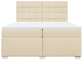 Κρεβάτι Boxspring με Στρώμα Κρεμ 200x200 εκ. Υφασμάτινο - Κρεμ