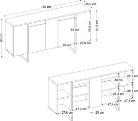 Μπουφές Orontes Megapap χρώμα καρυδί 160x35,2x80εκ.