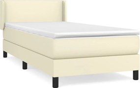 vidaXL Κρεβάτι Boxspring με Στρώμα Κρεμ 90x200 εκ. από Συνθετικό Δέρμα