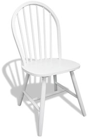 vidaXL Καρέκλες Τραπεζαρίας 6 τεμ. Λευκές Μασίφ Ξύλο Καουτσουκόδεντρου