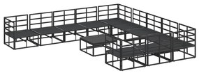 vidaXL Σετ Καναπέ Κήπου 12 pcs Μαύρο 70 x 70 x 32 εκ Αλουμίνιο