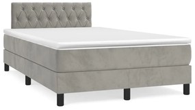 vidaXL Κρεβάτι Boxspring με Στρώμα Ανοιχτό Γκρι 120x200 εκ. Βελούδινο