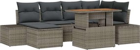 vidaXL Σετ Καναπέ Κήπου με αποθήκευση 7 pcs Γκρι Πολυ ράταν