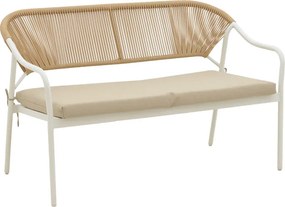 Σαλόνι Bonanza pakoworld σετ 4τμχ rattan μπεζ-αλουμίνιο λευκό