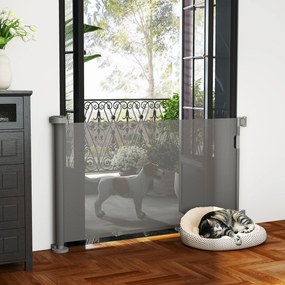 PawHut Πτυσσόμενη Πύλη Ασφαλείας για Σκάλες Επεκτεινόμενη 0-136cm Ύψος 87 cm Πύλη Πόρτας για Κατοικίδια 142 x 10 x 87 cm Γκρι