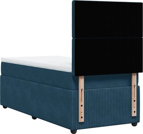 vidaXL Κρεβάτι Boxspring με Στρώμα Σκούρο Μπλε 100x200 εκ. Βελούδινο