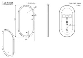 Luminor Aldo 45x90 - Καθρεφτης Μπανιου Φωτιζομενος Led