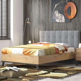 Κρεβάτι Nο75 150x200x111cm Light Grey-Honey Διπλό