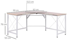 HOMCOM Γραφείο Υπολογιστή, Γραφείο σε Σχήμα L, Γραφείο Εργασίας, Γραφείο Γραφείου, Γωνιακό Γραφείο, Γραφείο Γωνίας, MDF Φυσικό 150 x 150 x 76 cm