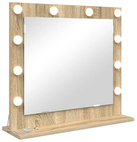 vidaXL Καθρέφτης Vanity με Φώτα LED Sonoma Oak 60x55x18 εκ.