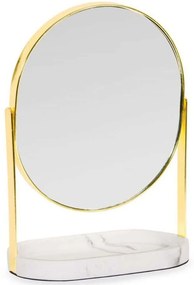 Καθρέπτης Επιτραπέζιος AH-BA21050 18x10x25,5cm Marble Effect White-Gold Andrea House Μέταλλο,Polyresin