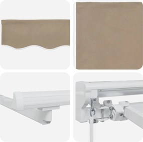 vidaXL Χειροκίνητο πλαίσιο τέντας με LED Μπεζ και Λευκό 4 x 3,5 μ