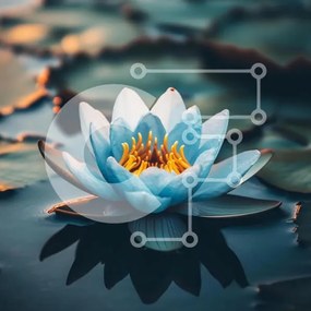 Intra Συλλεκτικό Ξύλινο Παζλ Plywood 4mm - Όμορφο μπλε νούφαρο στην ήσυχη λίμνη Σε Ξύλινο Κουτί - Διαστάσεις: 10x10 cm – 25 κομμάτια