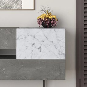 Μπουφές Roberta pakoworld γκρι antique-λευκό μαρμάρου 145x40x82εκ (1 τεμάχια)