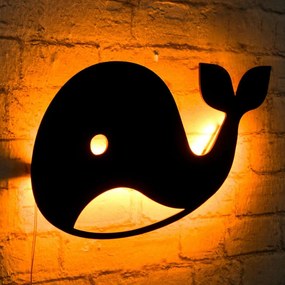 Διακοσμητικό Τοίχου Με Φως Led Baby Whale 395NGR1835 45x25cm Yellow-Black Wallity Mdf