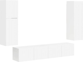 vidaXL Σετ επίπλου τηλεόρασης 4 pcs Υψηλής γυαλάδας λευκό