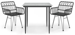 vidaXL Σετ Επίπλων Bistro Κήπου 3 τεμ. από Μαύρο Συνθετικό Ρατάν