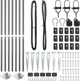 vidaXL Στύλος Περιφράξεων 7 pcs Γκρι Ατσάλι