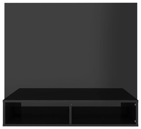 Έπιπλο Τηλεόρασης Τοίχου Γυαλ. Μαύρο 102x23,5x90εκ. Μοριοσανίδα - Μαύρο