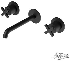 Μπαταρία Νιπτήρα Τοίχου 3 οπών Εlle Cross La Torre Black Matt 38118-400