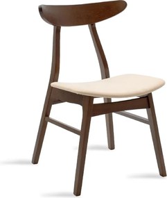 Καρέκλα Orlean pakoworld μπεζ ύφασμα-rubberwood καρυδί πόδι
