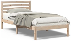 vidaXL Σκελετός Κρεβατιού Καφέ 90 x 190 cm Μασίφ ξύλο πεύκου