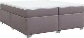 vidaXL Κρεβάτι Boxspring με Στρώμα Γκρι 200x200 εκ. Συνθετικό Δέρμα