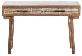 Artekko Console Κονσόλα Ξύλινη με 2 Συρτάρια Μελί Απόχρωση (118x40x78)cm