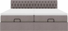 vidaXL Οθωμανικό κρεβάτι με στρώματα Taupe 180x200cm ύφασμα