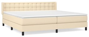 vidaXL Κρεβάτι Boxspring με Στρώμα Κρεμ 200x200 εκ. Υφασμάτινο