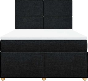 vidaXL Κρεβάτι Boxspring με Στρώμα Μαύρο 160x200 εκ. Υφασμάτινο