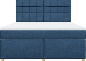vidaXL Κρεβάτι Boxspring με Στρώμα Μπλε 180x200 εκ. Υφασμάτινο