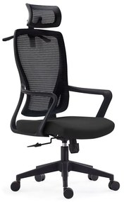 WOODWELL BF3850 Πολυθρόνα Γραφείου Διευθυντή, Mesh Μαύρο, Ύφασμα Μαύρο 68x63x110/120cm ΕΟ617,1