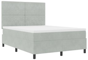 vidaXL Κρεβάτι Box Spring με Στρώμα Ανοιχτό Γκρι 140x190 εκ. Βελούδο
