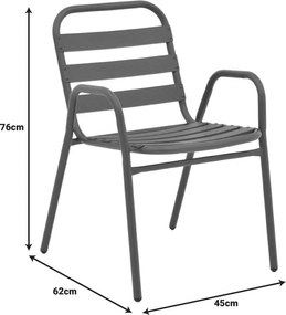 Tραπεζαρία Watson-Sussie pakoworld σετ 3τεμ μέταλλο ανθρακί-γυαλί Φ60x70εκ