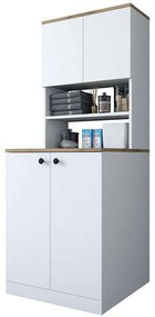 Έπιπλο Πλυντηρίου 543WRN1202 70x72,5x183,6cm White-Walnut Μοριοσανίδα, Μελαμίνη
