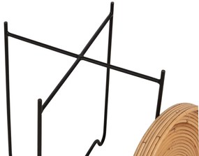 ΤΡΑΠΕΖΑΚΙ ΒΟΗΘΗΤΙΚΟ FLY  RATTAN ΦΥΣΙΚΟ ΧΡΩΜΑ-ΜΕΤΑΛΛΙΚΗ ΒΑΣΗ ΜΑΥΡΗ Φ40x53Yεκ.