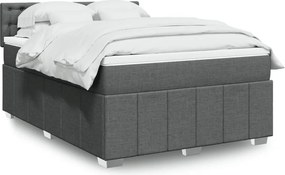vidaXL Κρεβάτι Boxspring με Στρώμα Σκούρο Γκρι 140x190 εκ. Υφασμάτινο