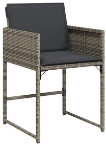 vidaXL Σέτ φαγητού για κήπο με μαξιλάρι 5 pcs Γκρι συνθετικό ρατάν