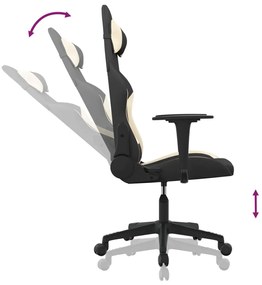 vidaXL Καρέκλα Gaming Μαύρη και Κρεμ Υφασμάτινη