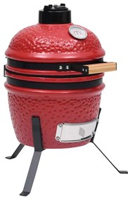 vidaXL Ψησταριά Καπνιστήριο Kamado 2 σε 1 Κόκκινη 56 εκ. Κεραμική