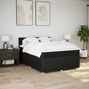 vidaXL Κρεβάτι Boxspring με Στρώμα Μαύρο 140x200 εκ. Υφασμάτινο