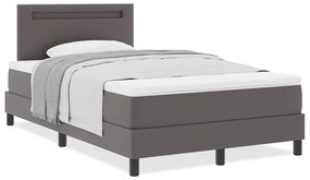 vidaXL Σκελετός κρεβατιού με στρώμα Γκρι 120 x 200 cm Τεχνητό δέρμα