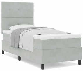vidaXL Κρεβάτι με ελατήρια με στρώμα Ανοιχτό γκρι 80 x 200 cm Βελούδο