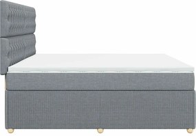 vidaXL Κρεβάτι Boxspring με Στρώμα Ανοιχτό Γκρι 200x200 εκ. Υφασμάτινο