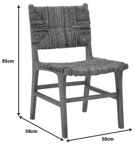 Καρέκλα Refane σκελετός teak ξύλο με banana σχοινί σε καρυδί απόχρωση 50x58x85εκ 50x58x85 εκ.