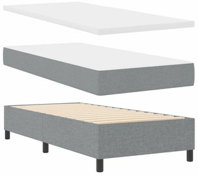 vidaXL Κρεβάτι  με ελατήρια και στρώμα & LED σε ανοιχτό γκρι, 100x200 εκ. από ύφασμα